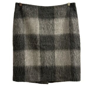 Talbots Women's Plaid Alpaca Wool Blend Pencil Skirt Size 10 Gray Lined Zipper‎